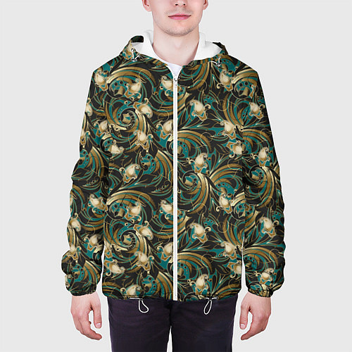 Мужская куртка Абстрактные зеленые листья / 3D-Белый – фото 3