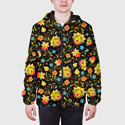 Куртка с капюшоном мужская Мелкая хохлома, цвет: 3D-черный — фото 2