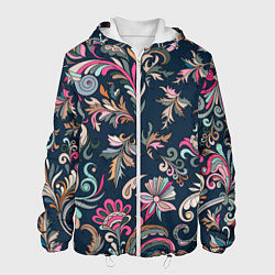 Куртка с капюшоном мужская Холодная хохлома, цвет: 3D-белый