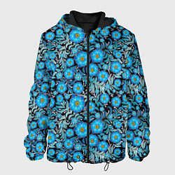 Куртка с капюшоном мужская Поле синих цветов, цвет: 3D-черный