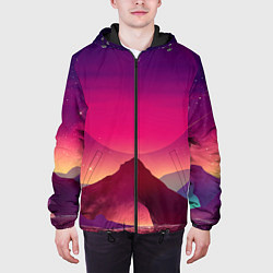 Куртка с капюшоном мужская Горы Космос Neon Психоделика, цвет: 3D-черный — фото 2