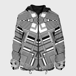 Мужская куртка Черно белый современный геометрический узор Симмет