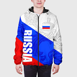 Куртка с капюшоном мужская RUSSIA - SPORTWEAR - ТРИКОЛОР, цвет: 3D-черный — фото 2