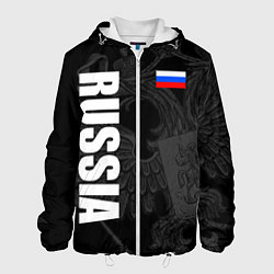 Куртка с капюшоном мужская RUSSIA - BLACK EDITION, цвет: 3D-белый