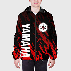 Куртка с капюшоном мужская Yamaha - Красные пятна, цвет: 3D-черный — фото 2
