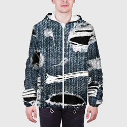 Куртка с капюшоном мужская Джинсовое рваньё Fashion trend, цвет: 3D-белый — фото 2
