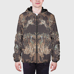 Куртка с капюшоном мужская Абстрактный графический узор,коричневого цвета Abs, цвет: 3D-черный — фото 2