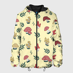 Куртка с капюшоном мужская Mushroom, грибы- грибочки, цвет: 3D-черный