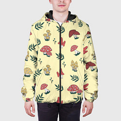 Куртка с капюшоном мужская Mushroom, грибы- грибочки, цвет: 3D-черный — фото 2