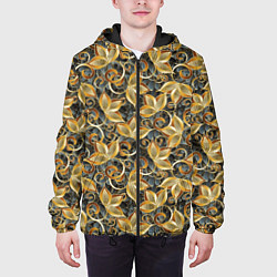 Куртка с капюшоном мужская Текстурные узоры, цвет: 3D-черный — фото 2