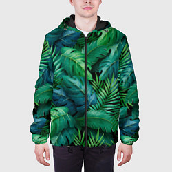 Куртка с капюшоном мужская Green plants pattern, цвет: 3D-черный — фото 2