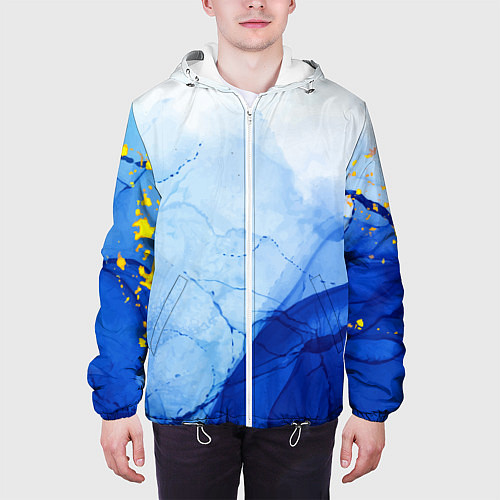 Мужская куртка Watercolor texture with gold / 3D-Белый – фото 3