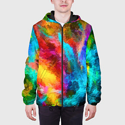Куртка с капюшоном мужская Цветные всплески Экспрессионизм Абстракция Color S, цвет: 3D-черный — фото 2