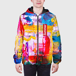 Куртка с капюшоном мужская Импрессионизм Лето Абстракция Impressionism Summer, цвет: 3D-черный — фото 2