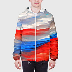 Куртка с капюшоном мужская Флаг России в красках, цвет: 3D-белый — фото 2