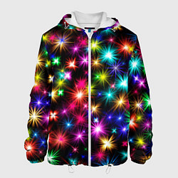 Куртка с капюшоном мужская ЦВЕТНЫЕ ЗВЕЗДЫ COLORED STARS, цвет: 3D-белый