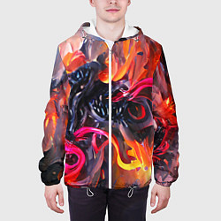 Куртка с капюшоном мужская Уроборос в огне, цвет: 3D-белый — фото 2