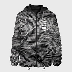 Куртка с капюшоном мужская Мятая сетчатая ткань Crumpled Mesh Fabric, цвет: 3D-черный