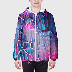 Куртка с капюшоном мужская Осколки стекла, цвет: 3D-белый — фото 2