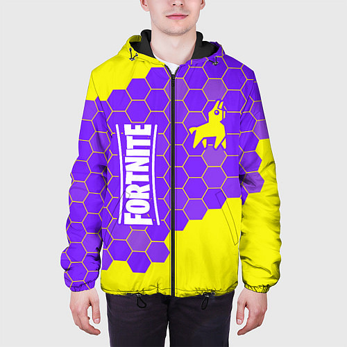 Мужская куртка ФОРТНАЙТ - ЛАМА Соты / 3D-Черный – фото 3