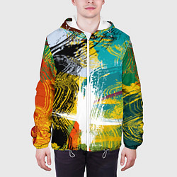Куртка с капюшоном мужская Абстрактные мазки цветной краской strokes of paint, цвет: 3D-белый — фото 2