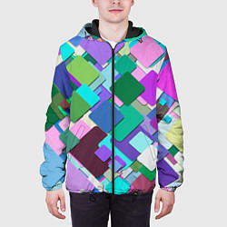 Куртка с капюшоном мужская MULTICOLORED SQUARES, цвет: 3D-черный — фото 2