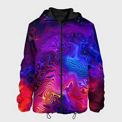 Куртка с капюшоном мужская Цветные неоновые разводы на воде Авангард Colored, цвет: 3D-черный
