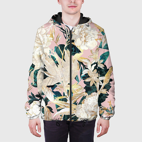 Мужская куртка Цветы Королевский Цветочный Узор / 3D-Черный – фото 3
