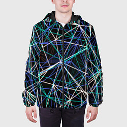Куртка с капюшоном мужская ПЕРЕСЕКАЮЩИЕ ЦВЕТНЫЕ ЛИНИИ, цвет: 3D-черный — фото 2