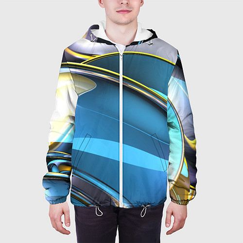 Мужская куртка Абстрактная объёмная композиция Abstract three-dim / 3D-Белый – фото 3