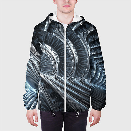 Мужская куртка Фрактальный абстрактный паттерн Броня Fractal Abst / 3D-Белый – фото 3