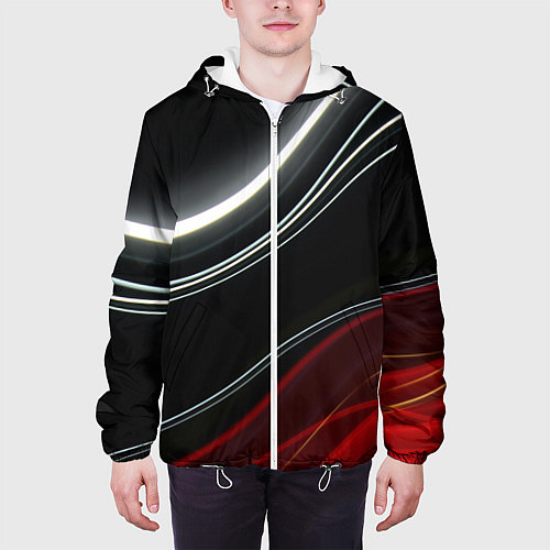 Мужская куртка Спорт - линии / 3D-Белый – фото 3