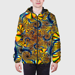 Куртка с капюшоном мужская FRACTAL COLOR PATTERN, цвет: 3D-черный — фото 2