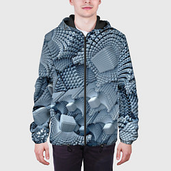 Куртка с капюшоном мужская GEOMETRIC FRACTAL CUBES, цвет: 3D-черный — фото 2