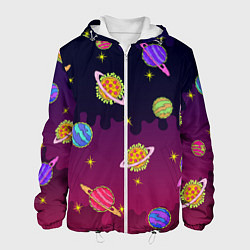 Куртка с капюшоном мужская Pizza in Space, цвет: 3D-белый