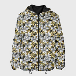 Куртка с капюшоном мужская Объемные 3D лепестки цветы, цвет: 3D-черный