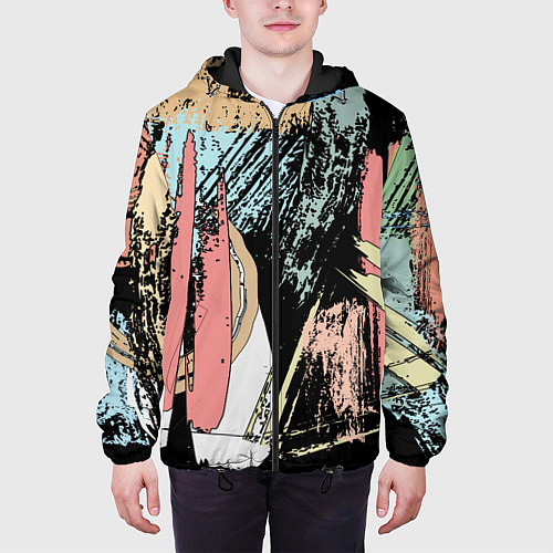 Мужская куртка Абстрактные мазки цветной краской abstraction / 3D-Черный – фото 3