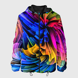 Куртка с капюшоном мужская Абстрактная неоновая композиция Abstract neon comp, цвет: 3D-черный