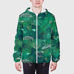 Куртка с капюшоном мужская Летняя Зелёная Листва, цвет: 3D-белый — фото 2