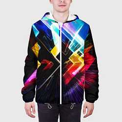 Куртка с капюшоном мужская Неоновая молния Абстракция Neon Lightning Abstract, цвет: 3D-белый — фото 2