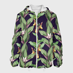 Куртка с капюшоном мужская Цветы Орхидеи, цвет: 3D-белый