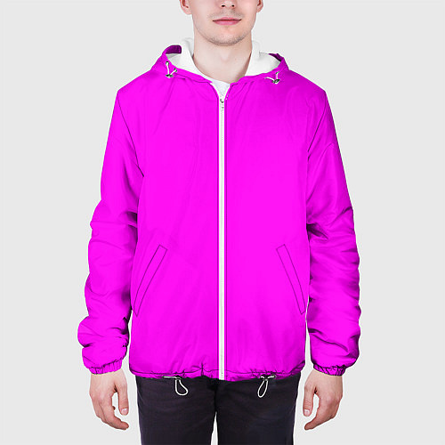 Мужская куртка Однотонный розовый неоновый Пион / 3D-Белый – фото 3
