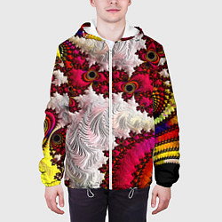 Куртка с капюшоном мужская Наикрутейший психоделический абстрактный фрактальн, цвет: 3D-белый — фото 2
