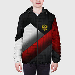 Куртка с капюшоном мужская Россия Спорт Текстура Плиты, цвет: 3D-черный — фото 2