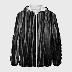 Куртка с капюшоном мужская Полосы чорные серые роизвольные random black strip, цвет: 3D-белый