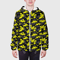 Куртка с капюшоном мужская Камуфляж Пиксельный Чёрно-Жёлтый, цвет: 3D-белый — фото 2