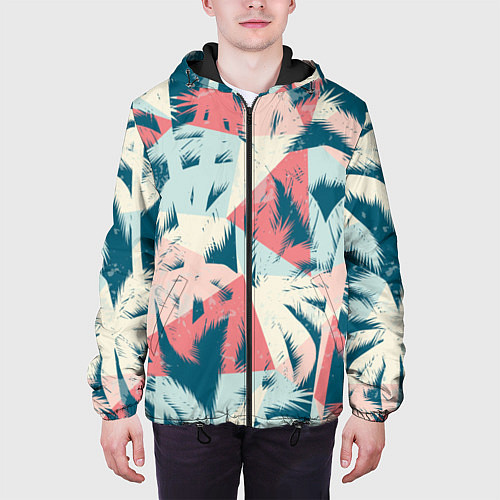 Мужская куртка Пальмы Паттерн / 3D-Черный – фото 3