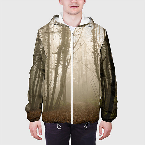 Мужская куртка Туманный лес на восходе / 3D-Белый – фото 3