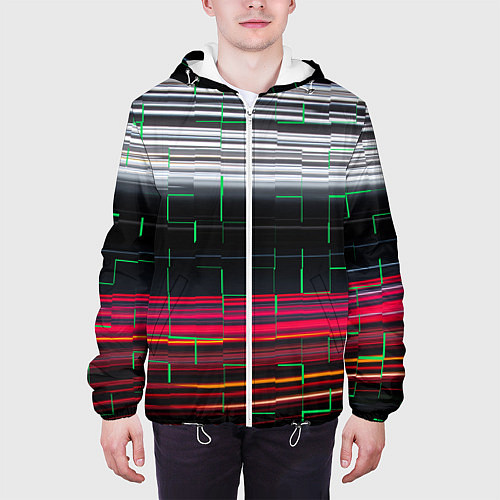 Мужская куртка Цветная мозаика colored mosaic lines / 3D-Белый – фото 3