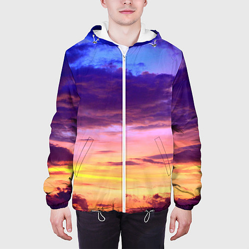 Мужская куртка Небо на закате / 3D-Белый – фото 3